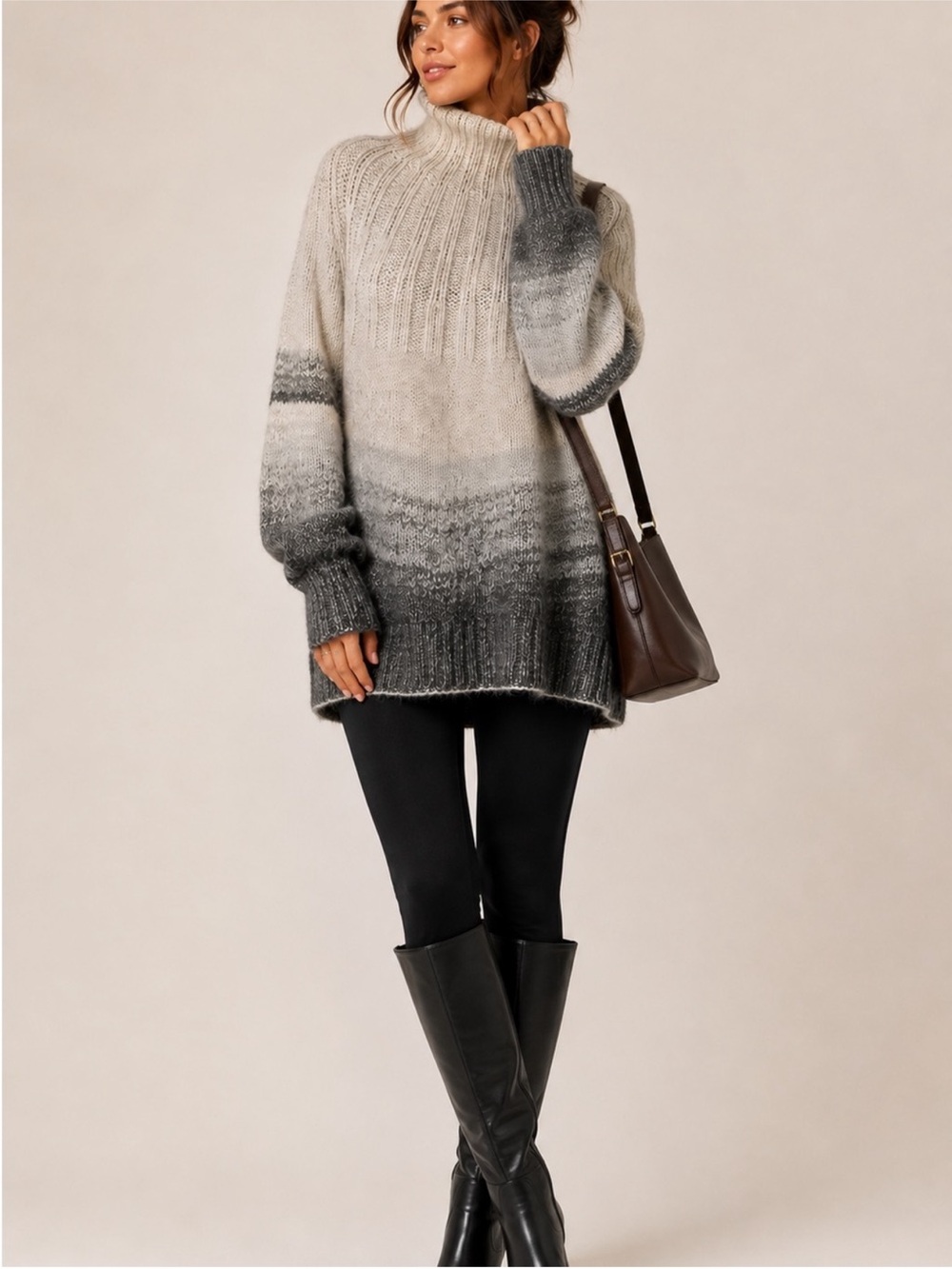 Anthropologie Mock Neck Sweater Oversized Cabin Western Boho Chic Winter